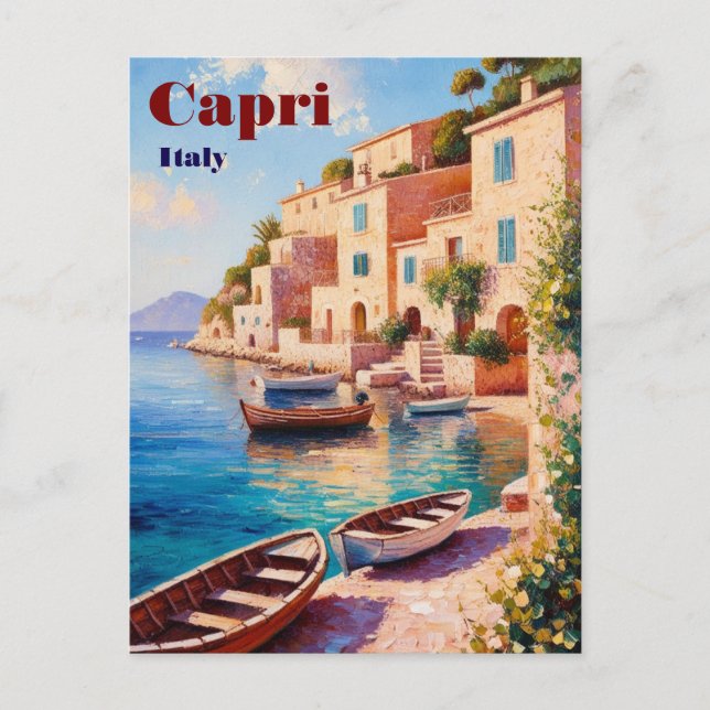 Vintage Capri Italy Travel Postcard – Retro Medite (Front)