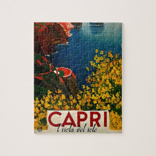 Vintage Capri LIsola del Sole Italy Art Painting Jigsaw Puzzle