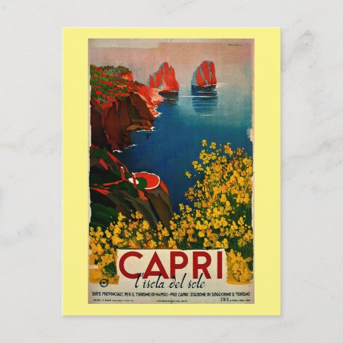 Vintage Capri LIsola del Sole Italy Postcard