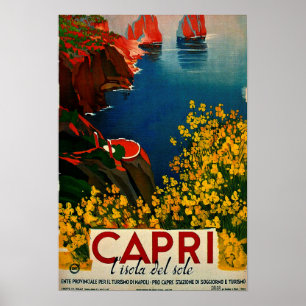 Vintage Capri L'Isola del Sole Italy Poster