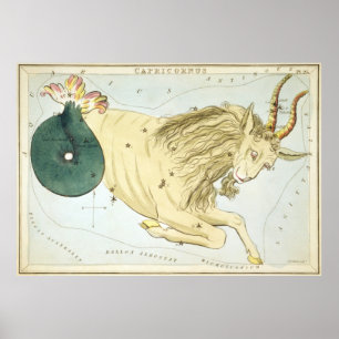 Vintage Capricorn Constellation Map (1825) Poster