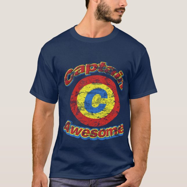 Vintage Captain Awesome Men's Dark Shirt (Front)