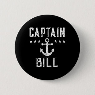 Vintage Captain Bill Boat Owner Art Boating Theme Button