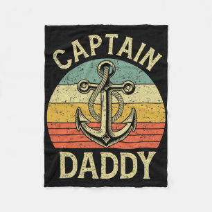 Vintage Captain Daddy Boat Pontoon Dad Fishing Sai Fleece Blanket