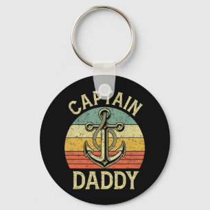 Vintage Captain Daddy Boat Pontoon Dad Fishing Sai Keychain
