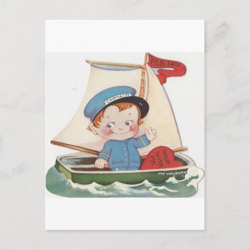 Vintage Captain Valentine Holiday Postcard
