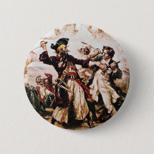 Vintage Capture of Pirate Captain Blackbeard Button