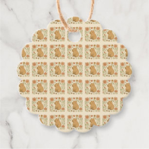 Vintage Capybara Floral Favor Tags