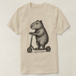 Vintage Capybara Scooter l Capybara Riding scooter T-Shirt