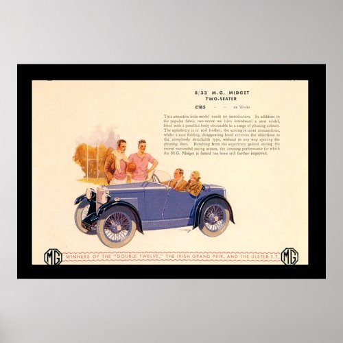 Vintage Car Ad 1920s Poster