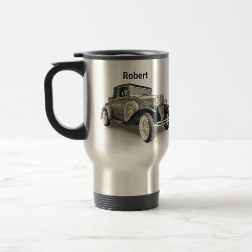 Vintage Car  _ Add Name _ Coffee  Travel Mug