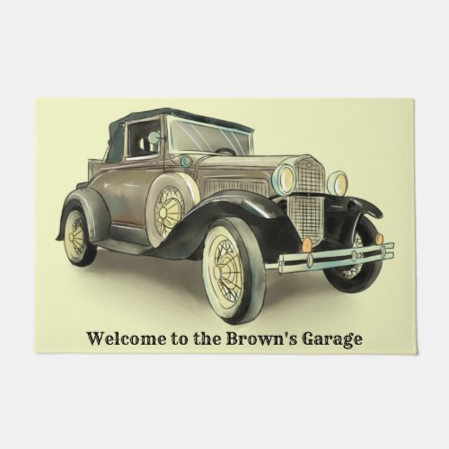 Vintage Car _ Add Name _  Doormat