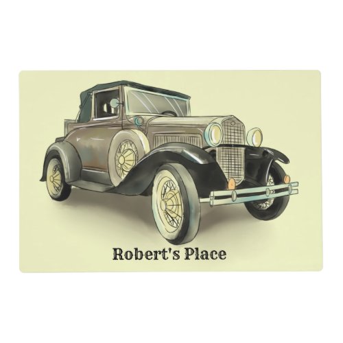 Vintage Car Add Name  Placemat