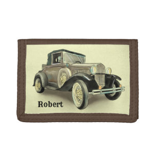 Vintage Car - Add Name - Tri-fold Wallet