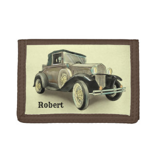 Vintage Car - Add Name - Tri-fold Wallet