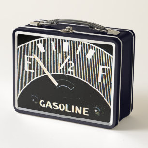 Vintage Car Analog Gas Gauge Metal Lunch Box