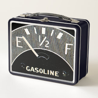 Vintage Car Analog Gas Gauge Metal Lunch Box