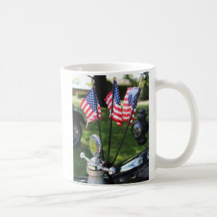 Vintage car and American Flag mug