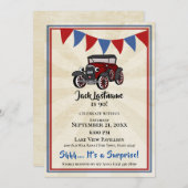 Vintage Car and Bunting Surprise Birthday Invitation (Front/Back)