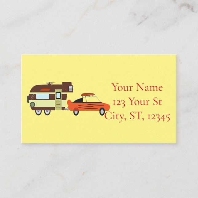Vintage Car and Camper Thunder_Cove Business Card (Front)