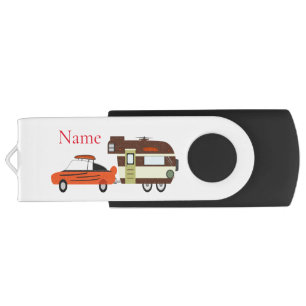 Vintage Car and Camper Thunder_Cove Flash Drive