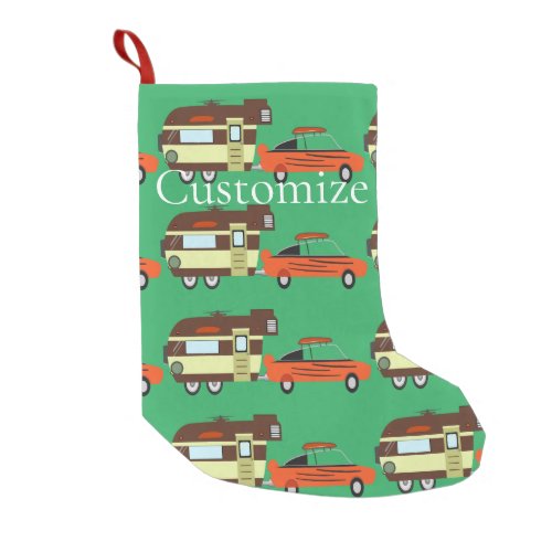 Vintage Car and Camper Thunder_Cove Small Christmas Stocking