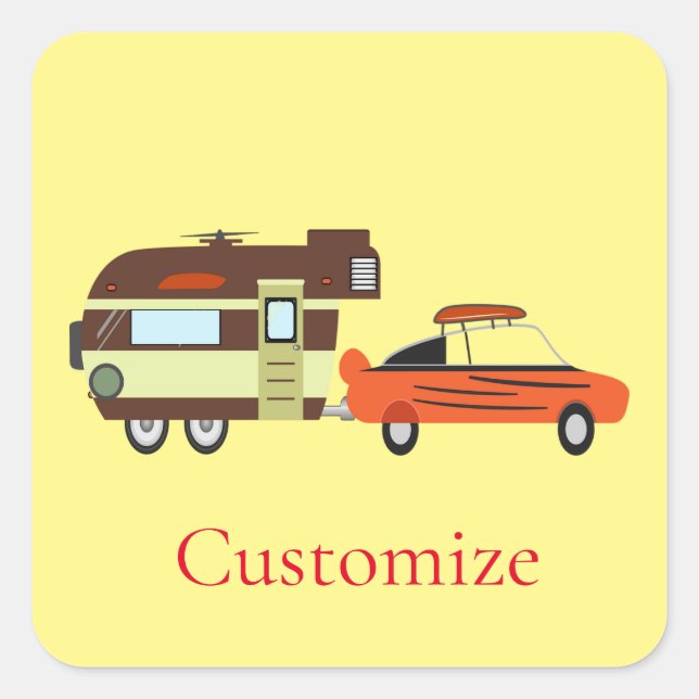 Vintage Car and Camper Thunder_Cove Square Sticker (Front)