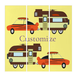 Vintage Car and Camper Thunder_Cove Triptych