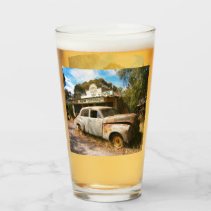 Vintage Car And Garage, Beer Glass