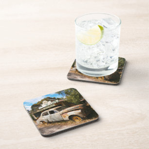 Vintage Car And Garage, Hard Corked Coasters
