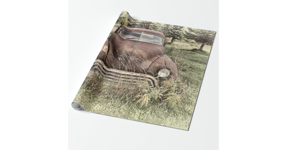 Vintage Car Antique Old Rustic Sepia Decoupage Wrapping Paper | Zazzle