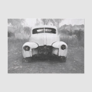 Vintage Car Antique Rustic Black And White Art Tissue Paper