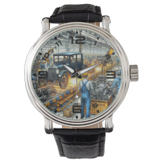 Vintage Car Assembly Line Watch