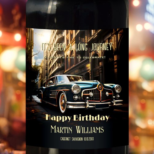 Vintage Car Birthday Wine Label