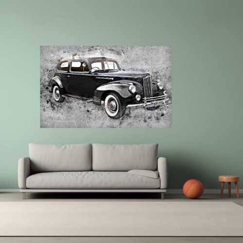 Vintage Car Black 1941 Packard 110 Automobile Art Poster
