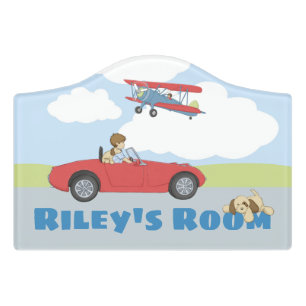 Vintage Car Boys Name Door Sign