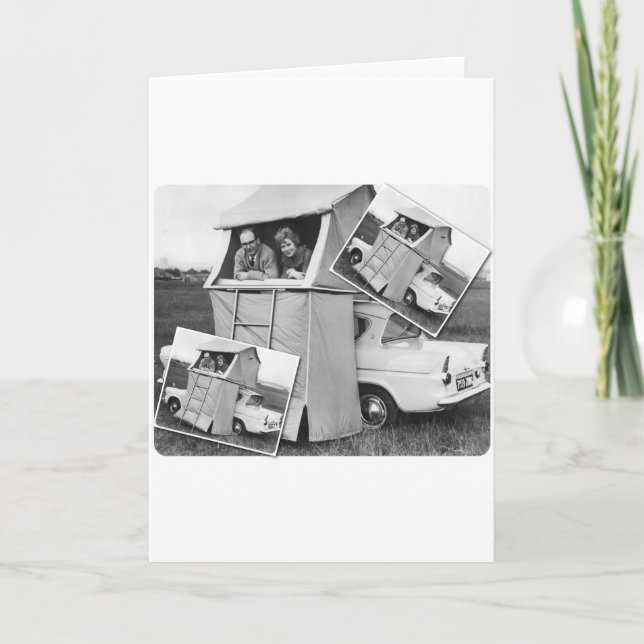 Vintage Car Camping Caravan Card (Front)