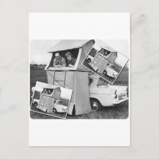 Vintage Car Camping Caravan Postcard
