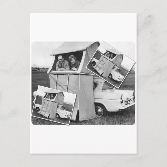 Vintage Car Camping Caravan Postcard (Front)