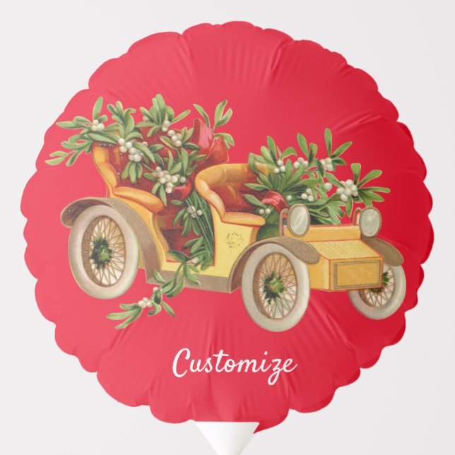 Vintage Car Christmas Mistletoe Thunder_Cove   Balloon (Front)