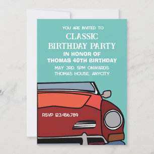 Vintage Car Classic Birthday Party Invitation