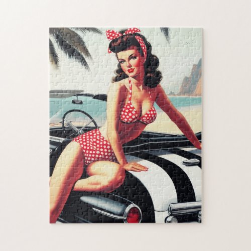 Vintage Car Classic Pin Up Jigsaw Puzzle
