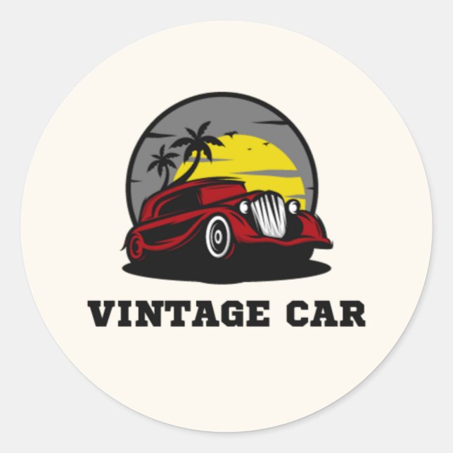 Vintage car classic round sticker (Front)