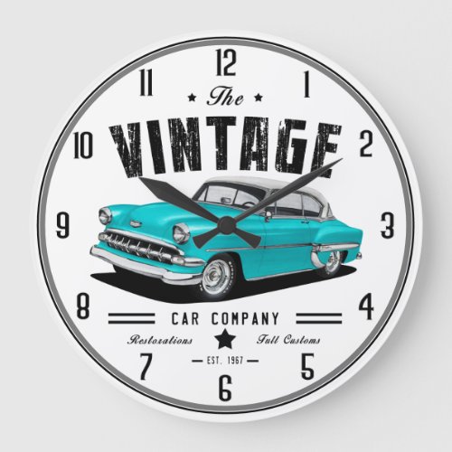 Vintage Car Company Bel Air in Blue Large Clock