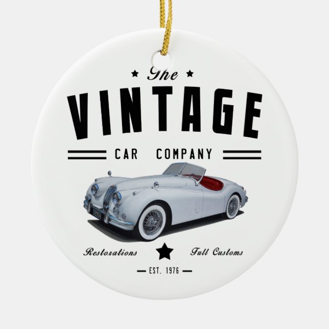 Vintage Car Company Jaguar Ceramic Ornament (Front)