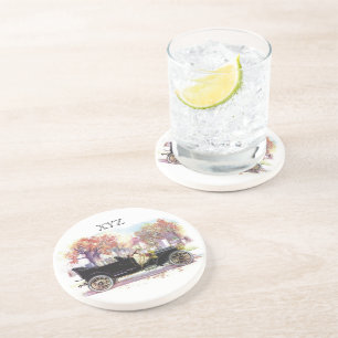 Vintage car custom monogram coaster