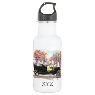 Vintage car custom monogram water bottle