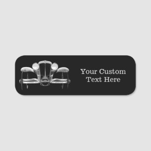 Vintage car custom text name tag