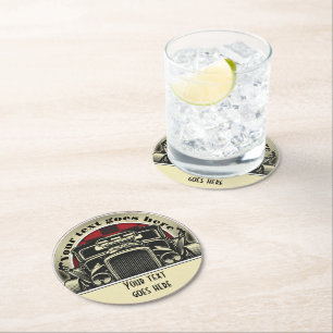 Vintage car customize round paper coaster