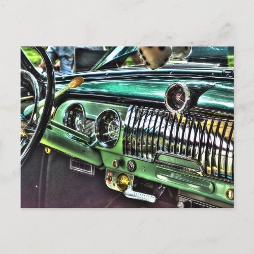 Vintage Car Dashboard Chevy Bel Air Postcard